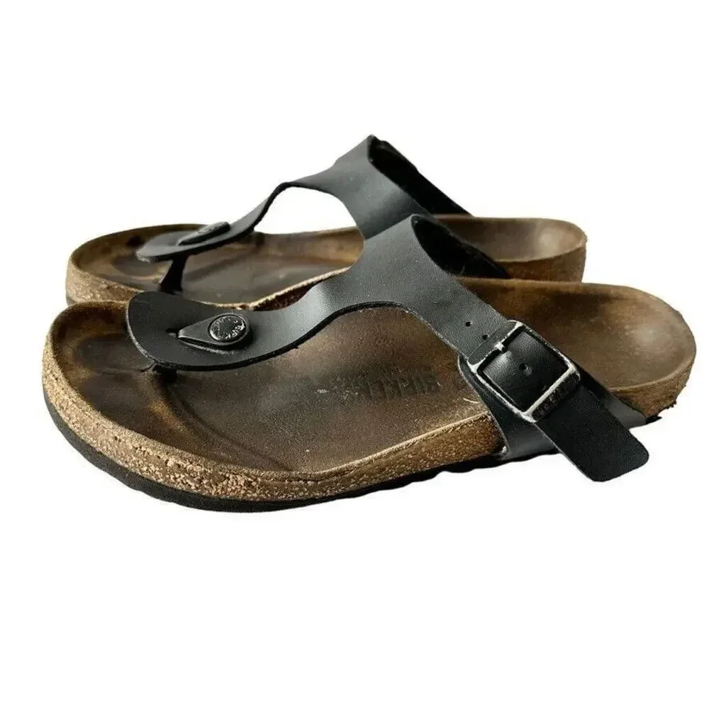 Birkenstock‎ Gizeh Leather Thong Sandals Women's 37/6 Black